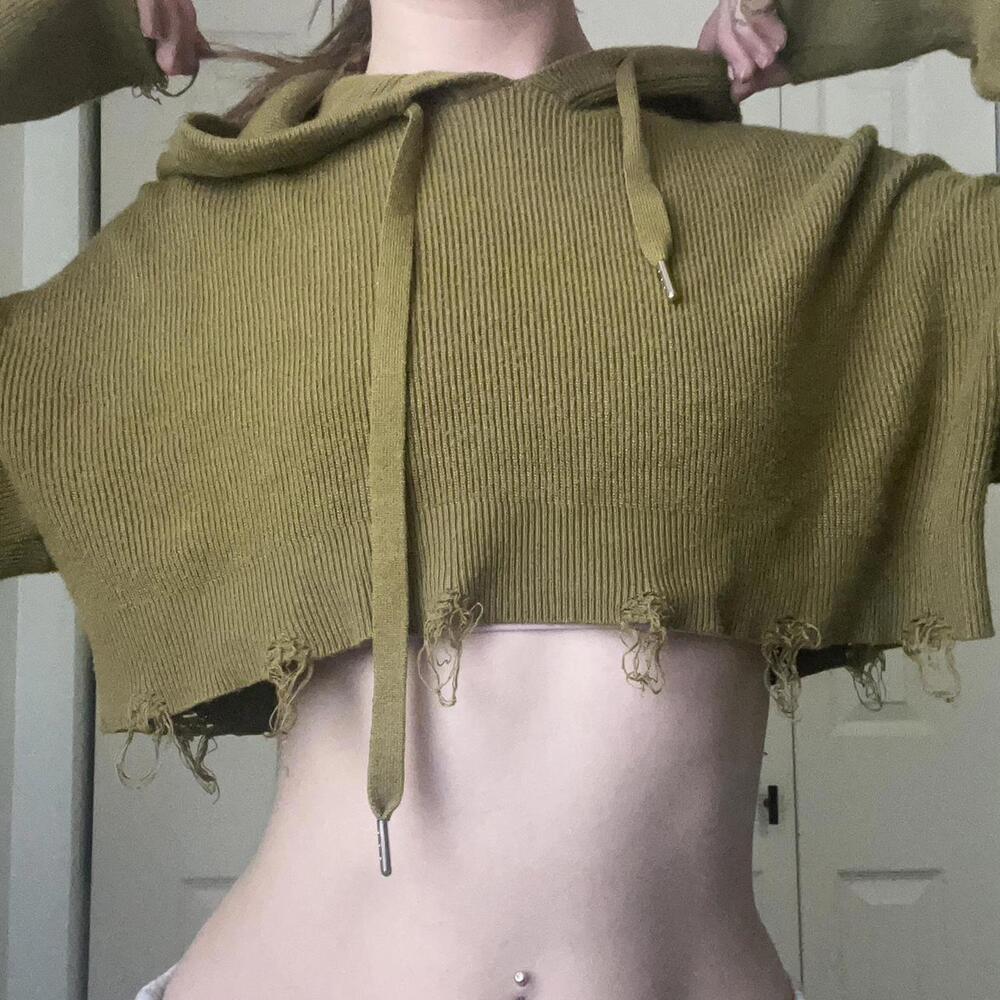 cropped hoodie distressed grunge emo - Picture 1 of 3